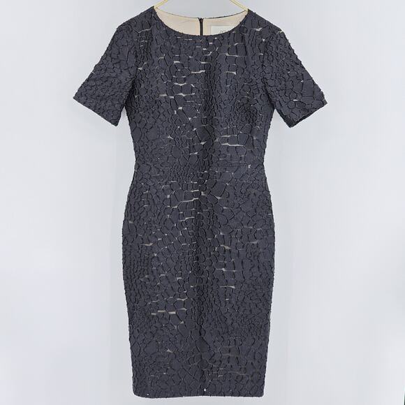 Ag Phillips Sheath Black Lace Dress Textured Cocktail Silk Blend Size 0 - Picture 1 of 6